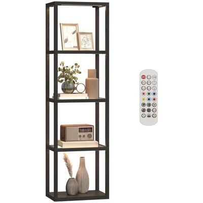 Lampa podłogowa LED HOMCOM do salonu, ściemnialna, ze szklanymi półkami, 4 poziomy, pilot zdalnego sterowania i synchronizacja muzyki, timer, lampa .. Lampa podłogowa LED HOMCOM do salonu, ściemnialna, ze szklanymi półkami, 4 poziomy, pilot zdalnego sterowania i synchronizacja muzyki, timer, lampa ..