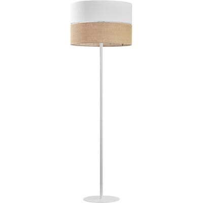 Lampa podłogowa TK Lighting Linobianco Z Abażurem Biało-Brązowa - Lampa podłogowa Lampa podłogowa TK Lighting Linobianco Z Abażurem Biało-Brązowa - Lampa podłogowa