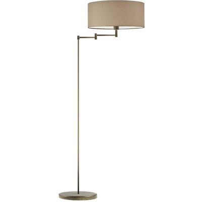 LYSNE Klasyczna lampa podłogowa z regulowanym ramieniem na wysięgniku Cancun, beżowa, stare złoto, E27, 155x63 cm LYSNE Klasyczna lampa podłogowa z regulowanym ramieniem na wysięgniku Cancun, beżowa, stare złoto, E27, 155x63 cm