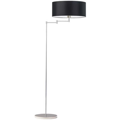 LYSNE Srebrna lampa podłogowa na wysięgniku z czarnym kloszem Cancun, czarna, srebrna, E27, 155x63 cm LYSNE Srebrna lampa podłogowa na wysięgniku z czarnym kloszem Cancun, czarna, srebrna, E27, 155x63 cm