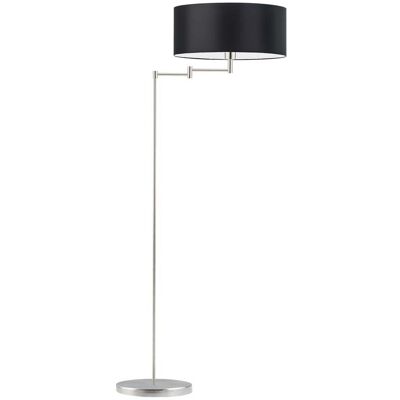 LYSNE Regulowana lampa podłogowa LED na wysiegniku z czarnym abażurem Cancun, czarna, stal szczotkowana, E27, 155x63 cm LYSNE Regulowana lampa podłogowa LED na wysiegniku z czarnym abażurem Cancun, czarna, stal szczotkowana, E27, 155x63 cm