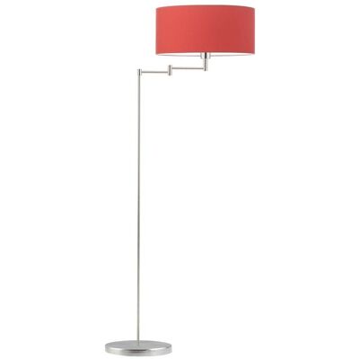 LYSNE Elegancka lampa stojąca LED do salon z czerwonym abażurem regulowanym Cancun, czerwona, stal szczotkowana, E27, 155x63 cm LYSNE Elegancka lampa stojąca LED do salon z czerwonym abażurem regulowanym Cancun, czerwona, stal szczotkowana, E27, 155x63 cm