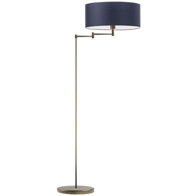 LYSNE Złota lampa stojąca LED do czytania w salonie z regulowanym ramieniem Cancun, granatowa, stare złoto, E27, 155x63 cm LYSNE Złota lampa stojąca LED do czytania w salonie z regulowanym ramieniem Cancun, granatowa, stare złoto, E27, 155x63 cm
