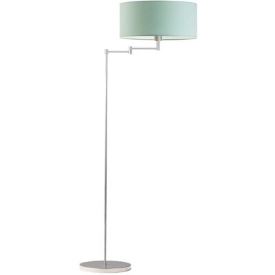 LYSNE Regulowana lampa stojąca LED do czytania z miętowym abażurem Cancun, miętowa, srebrna, E27, 155x63 cm LYSNE Regulowana lampa stojąca LED do czytania z miętowym abażurem Cancun, miętowa, srebrna, E27, 155x63 cm