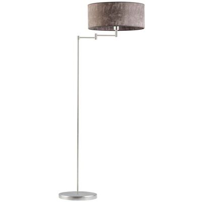 LYSNE Designerska lampa stojąca LED do salonu w stylu nowoczesnym Cancun, szary melanż (tzw. beton), stal szczotkowana, E27, 155x63 cm LYSNE Designerska lampa stojąca LED do salonu w stylu nowoczesnym Cancun, szary melanż (tzw. beton), stal szczotkowana, E27, 155x63 cm