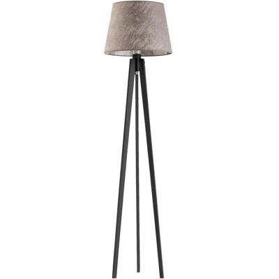 LYSNE Drewniana lampa stojąca tripod do pokoju Curacao, 60 W, E27, beton-hebanowa, 158x40 cm LYSNE Drewniana lampa stojąca tripod do pokoju Curacao, 60 W, E27, beton-hebanowa, 158x40 cm