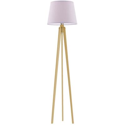 LYSNE Drewniana lampa podłogowa z abażurem do sypialni w kolorze beżu Curacao, 60 W, E27, beżowo-dębowa, 158x40 cm LYSNE Drewniana lampa podłogowa z abażurem do sypialni w kolorze beżu Curacao, 60 W, E27, beżowo-dębowa, 158x40 cm