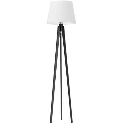 LYSNE Uniwersalna lampa stojąca drewniana na trójnogu z białym abażurem w kształcie stożka Curacao, 60 W, E27, biało-hebanowa, 158x40 cm LYSNE Uniwersalna lampa stojąca drewniana na trójnogu z białym abażurem w kształcie stożka Curacao, 60 W, E27, biało-hebanowa, 158x40 cm