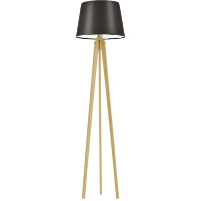 LYSNE Lampa podłogowa z brązowym abażurem w klasycznym stylu Curacao, 60 W, E27, brązowo-dębowa, 158x40 cm LYSNE Lampa podłogowa z brązowym abażurem w klasycznym stylu Curacao, 60 W, E27, brązowo-dębowa, 158x40 cm