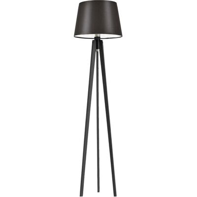 Drewniana lampa stojąca na trójnogu w klasycznej czerni LYSNE Curacao, 60 W, E27, brązowo-hebanowa, 158x40 cm Drewniana lampa stojąca na trójnogu w klasycznej czerni LYSNE Curacao, 60 W, E27, brązowo-hebanowa, 158x40 cm