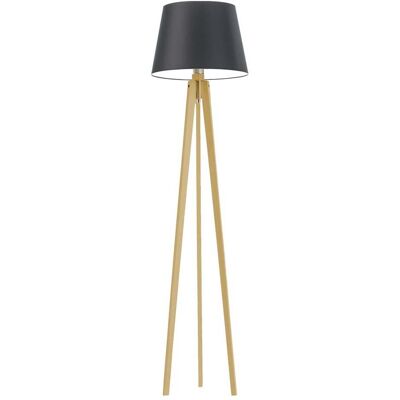 LYSNE Lampa stojąca na drewnianych nogach w czarnej kolorystyce Curacao, 60 W, E27, czarno-dębowa, 158x40 cm LYSNE Lampa stojąca na drewnianych nogach w czarnej kolorystyce Curacao, 60 W, E27, czarno-dębowa, 158x40 cm