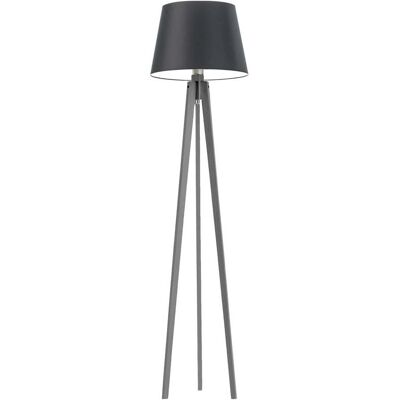 LYSNE Nowoczesna lampa stojąca do salonu na drewnianych nogach Curacao, 60 W, E27, czarno-popielata, 158x40 cm LYSNE Nowoczesna lampa stojąca do salonu na drewnianych nogach Curacao, 60 W, E27, czarno-popielata, 158x40 cm