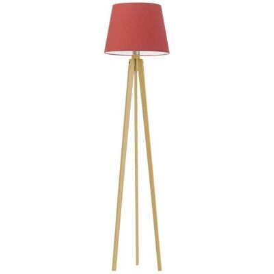 LYSNE Oryginalna lampa podłogowa z drewna w stylu skandynawskim Curacao, 60 W, E27, czerwono-dębowa, 158x40 cm LYSNE Oryginalna lampa podłogowa z drewna w stylu skandynawskim Curacao, 60 W, E27, czerwono-dębowa, 158x40 cm
