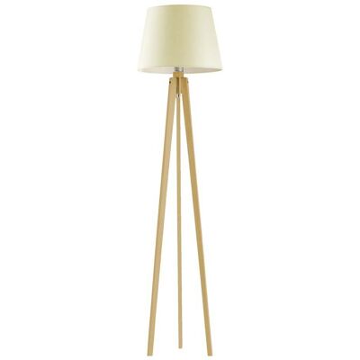 LYSNE Drewniany trójnóg LED Curacao, 60 W, E27, ecru-dębowa, 158x40 cm LYSNE Drewniany trójnóg LED Curacao, 60 W, E27, ecru-dębowa, 158x40 cm