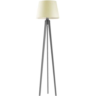 LYSNE Lampa stojąca drewniana na trójnogu w stylu rustykalnym Curacao, 60 W, E27, ecru-popielata, 158x40 cm LYSNE Lampa stojąca drewniana na trójnogu w stylu rustykalnym Curacao, 60 W, E27, ecru-popielata, 158x40 cm