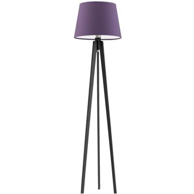 Lampa podłogowa z drewna do salonu na trójnogu w stylu nowoczesnym LYSNE Curacao, 60 W, E27, fioletowo-hebanowa, 158x40 cm Lampa podłogowa z drewna do salonu na trójnogu w stylu nowoczesnym LYSNE Curacao, 60 W, E27, fioletowo-hebanowa, 158x40 cm