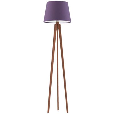 Drewniana lampa podłogowa ze stożkowym abażurem LYSNE Curacao, 60 W, E27, fioletowo-mahoniowa, 158x40 cm Drewniana lampa podłogowa ze stożkowym abażurem LYSNE Curacao, 60 W, E27, fioletowo-mahoniowa, 158x40 cm