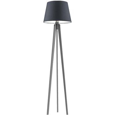 LYSNE Drewniana lampa stojąca LED z grafitowym abażurem Curacao, 60 W, E27, grafitowo-popielata, 158x40 cm LYSNE Drewniana lampa stojąca LED z grafitowym abażurem Curacao, 60 W, E27, grafitowo-popielata, 158x40 cm