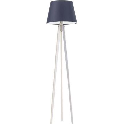 LYSNE Jednopłomienna lampa stojąca do salonu z białego drewna Curacao, 60 W, E27, granatowo-biała, 158x40 cm LYSNE Jednopłomienna lampa stojąca do salonu z białego drewna Curacao, 60 W, E27, granatowo-biała, 158x40 cm