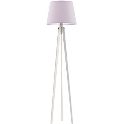 LYSNE Biało-fioletowa lampa podłogowa drewniana na 3 nogach z abażurem Curacao, 60 W, E27, jasnofioletowo-biała, 158x40 cm LYSNE Biało-fioletowa lampa podłogowa drewniana na 3 nogach z abażurem Curacao, 60 W, E27, jasnofioletowo-biała, 158x40 cm
