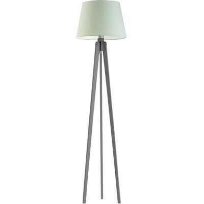 Elegancka lampa podłogowa na trójnogu drewnianym do pokoju dziecka LYSNE Curacao, 60 W, E27, miętowo-popielata, 158x40 cm Elegancka lampa podłogowa na trójnogu drewnianym do pokoju dziecka LYSNE Curacao, 60 W, E27, miętowo-popielata, 158x40 cm
