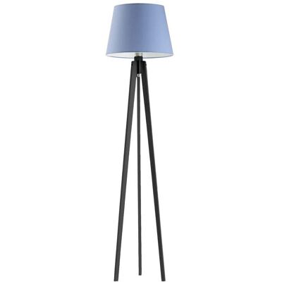 LYSNE Lampa podłogowa do salonu z drewnianą podstawą i włącznikiem nożnym Curacao, 60 W, E27, niebiesko-hebanowa, 158x40 cm LYSNE Lampa podłogowa do salonu z drewnianą podstawą i włącznikiem nożnym Curacao, 60 W, E27, niebiesko-hebanowa, 158x40 cm