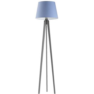 LYSNE Drewniana lampa stojąca z abażurem niebieskim do pokoju dziecka Curacao, 60 W, E27, niebiesko-popielata, 158x40 cm LYSNE Drewniana lampa stojąca z abażurem niebieskim do pokoju dziecka Curacao, 60 W, E27, niebiesko-popielata, 158x40 cm