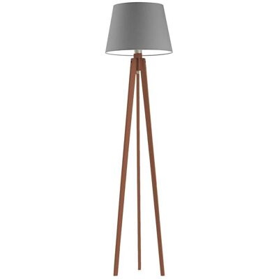 LYSNE Lampa podłogowa z drewnianymi nogami Curacao, 60 W, E27, stalowo-mahoniowa, 158x40 cm LYSNE Lampa podłogowa z drewnianymi nogami Curacao, 60 W, E27, stalowo-mahoniowa, 158x40 cm