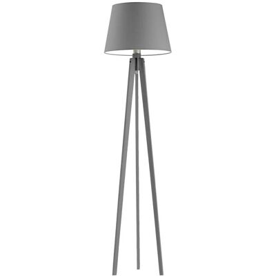 LYSNE Rustykalna lampa stojąca do salonu z abażurem w kolorze szarym Curacao, 60 W, E27, stalowo-popielata, 158x40 cm LYSNE Rustykalna lampa stojąca do salonu z abażurem w kolorze szarym Curacao, 60 W, E27, stalowo-popielata, 158x40 cm