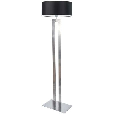 LYSNE Duża lampa podłogowa do sypialni z abażurem w kolorze czarnym Kalifornia, 60 W, E27, czarno-srebrna, 161x40 cm LYSNE Duża lampa podłogowa do sypialni z abażurem w kolorze czarnym Kalifornia, 60 W, E27, czarno-srebrna, 161x40 cm