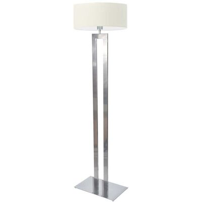 LYSNE Srebrna lampa podłogowa do salonu w klasycznym stylu Kalifornia, 60 W, E27, ecru-srebrna, 161x40 cm LYSNE Srebrna lampa podłogowa do salonu w klasycznym stylu Kalifornia, 60 W, E27, ecru-srebrna, 161x40 cm