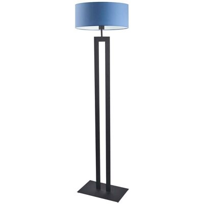 LYSNE Czarna lampa stojąca LED do salonu z niebieskim kloszem Kalifornia, 60 W, E27, niebiesko-czarna, 161x40 cm LYSNE Czarna lampa stojąca LED do salonu z niebieskim kloszem Kalifornia, 60 W, E27, niebiesko-czarna, 161x40 cm
