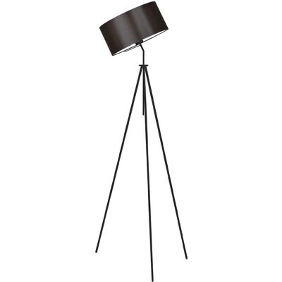 LYSNE Czarna lampa podłogowa LED z abażurem w kolorze brązowym Malmo, 60 W, E27, brązowo-czarna, 145x50 cm LYSNE Czarna lampa podłogowa LED z abażurem w kolorze brązowym Malmo, 60 W, E27, brązowo-czarna, 145x50 cm