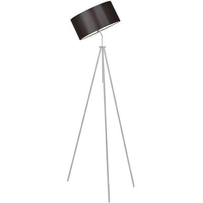 LYSNE Srebrna lampa podłogowa z brązowym abażurem w klasycznym stylu Malmo, 60 W, E27, brązowo-srebrna, 145x50 cm LYSNE Srebrna lampa podłogowa z brązowym abażurem w klasycznym stylu Malmo, 60 W, E27, brązowo-srebrna, 145x50 cm