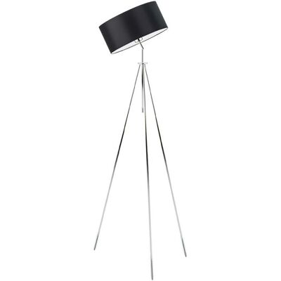 LYSNE Lampa stojąca do czytania w salonie w stylu industrialnym Malmo, 60 W, E27, czarny-chrom, 145x50 cm LYSNE Lampa stojąca do czytania w salonie w stylu industrialnym Malmo, 60 W, E27, czarny-chrom, 145x50 cm