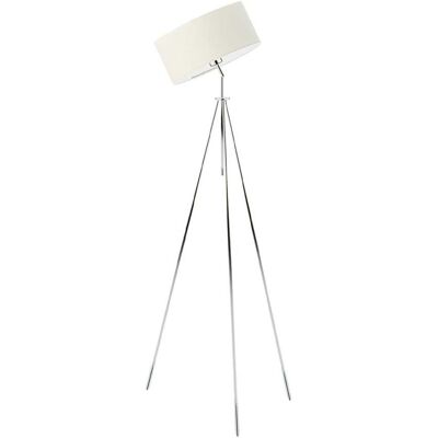 LYSNE Chromowana lampa podłogowa z ecru abażurem i regulacją kąta padania światła Malmo, 60 W, E27, ecru-chrom, 145x50 cm LYSNE Chromowana lampa podłogowa z ecru abażurem i regulacją kąta padania światła Malmo, 60 W, E27, ecru-chrom, 145x50 cm