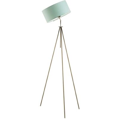 LYSNE Lampa podłogowa LED na trójnogu z regulowanym abażurem Malmo, 60 W, E27, miętowo-złota, 145x50 cm LYSNE Lampa podłogowa LED na trójnogu z regulowanym abażurem Malmo, 60 W, E27, miętowo-złota, 145x50 cm