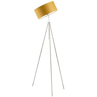 LYSNE Lampa podłogowa LED z musztardowym abażurem Malmo, 60 W, E27, musztardowo-stalowa, 145x50 cm LYSNE Lampa podłogowa LED z musztardowym abażurem Malmo, 60 W, E27, musztardowo-stalowa, 145x50 cm