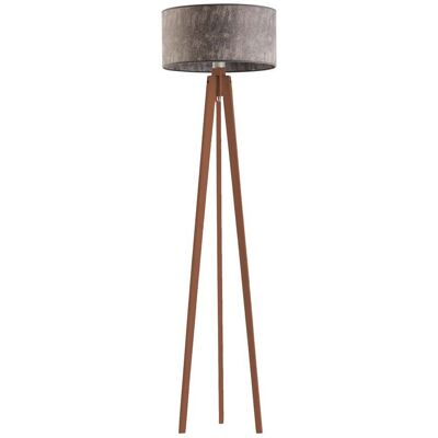 LYSNE Drewniana lampa podłogowa do sypialni z białym abażurem Miami, 60 W, E27, beton-mahoniowa, 148x40 cm LYSNE Drewniana lampa podłogowa do sypialni z białym abażurem Miami, 60 W, E27, beton-mahoniowa, 148x40 cm