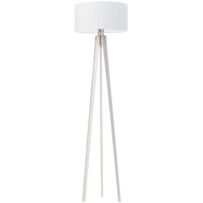 LYSNE Biała lampa podłogowa LED na trójnogu z abażurem Miami, 60 W, E27, biała, 148x40 cm LYSNE Biała lampa podłogowa LED na trójnogu z abażurem Miami, 60 W, E27, biała, 148x40 cm