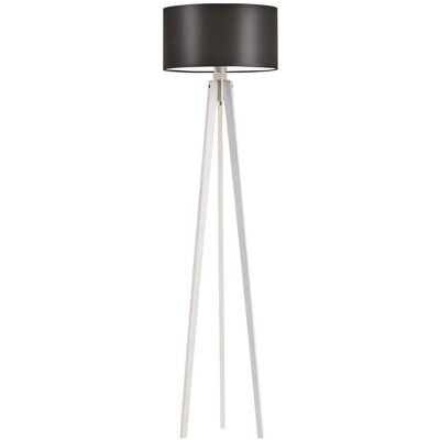 LYSNE Nowoczesna lampa podłogowa drewniana na 3 nogach z abażurem w kolorze brązowym Miami, 60 W, E27, brązowo-biała, 148x40 cm LYSNE Nowoczesna lampa podłogowa drewniana na 3 nogach z abażurem w kolorze brązowym Miami, 60 W, E27, brązowo-biała, 148x40 cm