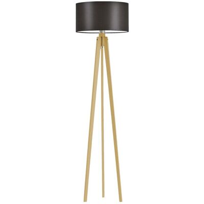 LYSNE Lampa stojąca drewniana na trójnogu w stylu skandynawskim Miami, 60 W, E27, brązowo-dębowa, 148x40 cm LYSNE Lampa stojąca drewniana na trójnogu w stylu skandynawskim Miami, 60 W, E27, brązowo-dębowa, 148x40 cm