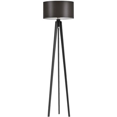 LYSNE Drewniana lampa podłogowa do salonu z abażurem w kolorze brązowym Miami, 60 W, E27, brązowo-hebanowa, 148x40 cm LYSNE Drewniana lampa podłogowa do salonu z abażurem w kolorze brązowym Miami, 60 W, E27, brązowo-hebanowa, 148x40 cm