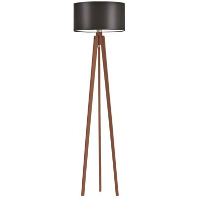 LYSNE Oryginalna lampa podłogowa do salonu na drewnianej podstawie Miami, 60 W, E27, brązowo-mahoniowa, 148x40 cm LYSNE Oryginalna lampa podłogowa do salonu na drewnianej podstawie Miami, 60 W, E27, brązowo-mahoniowa, 148x40 cm