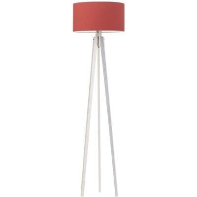 LYSNE Lampa podłogowa z białego drewna do salonu z czerwonym abażurem w stylu nowoczesnym Miami, 60 W, E27, czerwono-biała, 148x40 cm LYSNE Lampa podłogowa z białego drewna do salonu z czerwonym abażurem w stylu nowoczesnym Miami, 60 W, E27, czerwono-biała, 148x40 cm
