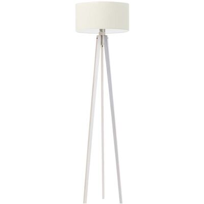 LYSNE Biała lampa podłogowa drewniana do salonu Miami, 60 W, E27, ecru-biała, 148x40 cm LYSNE Biała lampa podłogowa drewniana do salonu Miami, 60 W, E27, ecru-biała, 148x40 cm