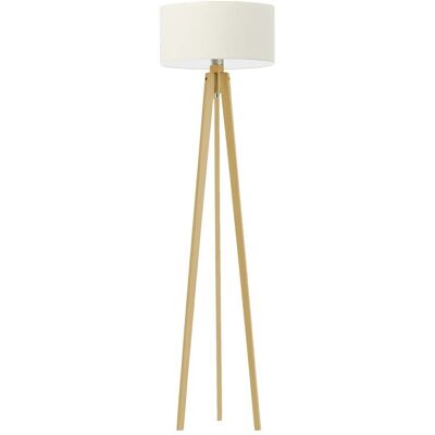 LYSNE Nowoczesna lampa podłogowa LED drewniana na trójnogu Miami, 60 W, E27, ecru-dębowa, 148x40 cm LYSNE Nowoczesna lampa podłogowa LED drewniana na trójnogu Miami, 60 W, E27, ecru-dębowa, 148x40 cm
