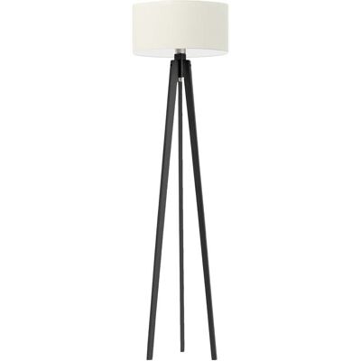 LYSNE Drewniana lampa podłogowa w kolorze hebanowym z materiałowym abażurem Miami, 60 W, E27, ecru-hebanowa, 148x40 cm LYSNE Drewniana lampa podłogowa w kolorze hebanowym z materiałowym abażurem Miami, 60 W, E27, ecru-hebanowa, 148x40 cm