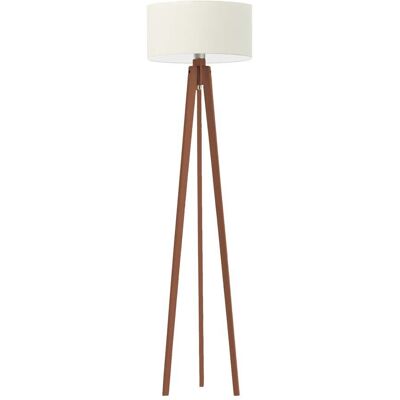 LYSNE Trójnożna lampa podłogowa do sypialni na drewnianej podstawie z abażurem Miami, 60 W, E27, ecru-mahoniowa, 148x40 cm LYSNE Trójnożna lampa podłogowa do sypialni na drewnianej podstawie z abażurem Miami, 60 W, E27, ecru-mahoniowa, 148x40 cm
