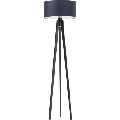 LYSNE Lampa podłogowa na trojnogu z sosnowego drewna do salonu LED Miami, 60 W, E27, granatowo-hebanowa, 148x40 cm LYSNE Lampa podłogowa na trojnogu z sosnowego drewna do salonu LED Miami, 60 W, E27, granatowo-hebanowa, 148x40 cm
